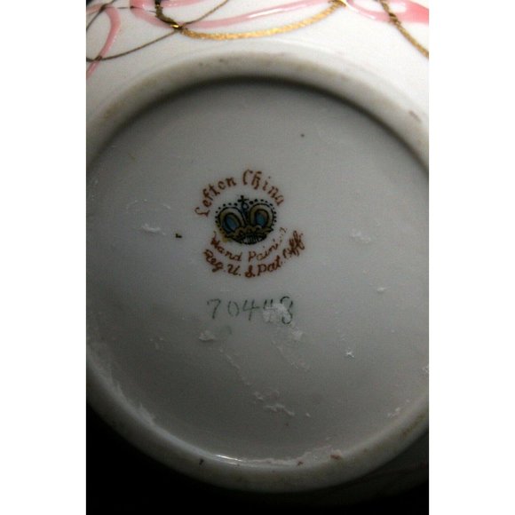 VTG Lefton China Pitcher Pink Rose Forget-Me-Nots Hand Painted Small Gold Swirls - Picture 7 of 8